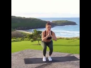 a girl with a beautiful booty does exercises in leggings